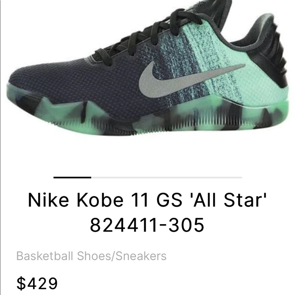 Kobe Nike grey and green sneakers size 4Y 6 womens